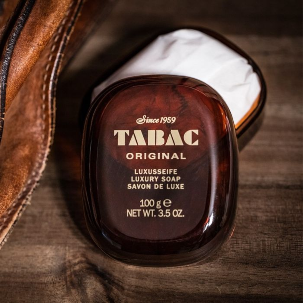 Bonherre mağazasından Tabac Original, cömert köpük sağlayan ve cildi nazikçe temizleyen 100 g lüks erkek banyo sabunu.