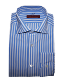 Riviera Di Perla Açık Mavi Çizgili Beyaz Gömlek - Bonherre