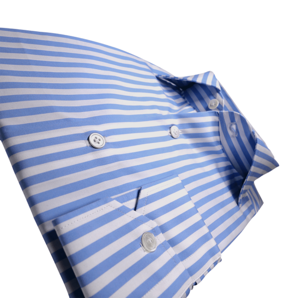 Riviera Di Perla Açık Mavi Çizgili Beyaz Gömlek - Bonherre