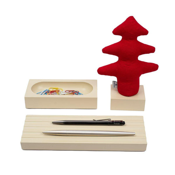 Kayigo Woody Krem Üçlü Ofis Seti - Kırmızı Çam - Bonherre