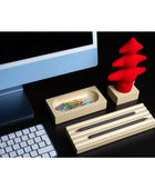 Kayigo Woody Krem Üçlü Ofis Seti - Kırmızı Çam - Bonherre