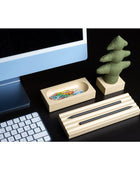 Kayigo Woody Krem Üçlü Ofis Seti - Yeşil Çam - Bonherre