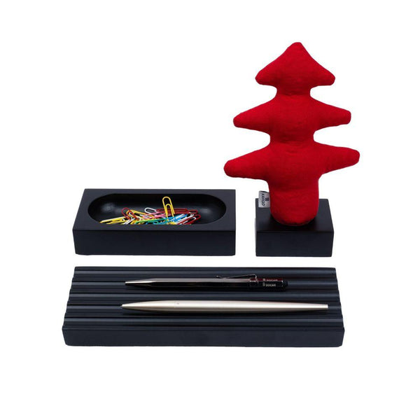 Kayigo Woody Siyah Üçlü Ofis Seti - Kırmızı Çam - Bonherre