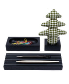 Kayigo Woody Siyah Üçlü Ofis Seti - Pötikareli Çam - Bonherre