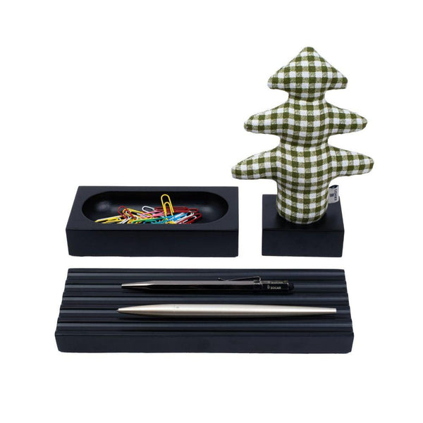 Kayigo Woody Siyah Üçlü Ofis Seti - Pötikareli Çam - Bonherre