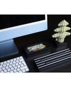 Kayigo Woody Siyah Üçlü Ofis Seti - Pötikareli Çam - Bonherre