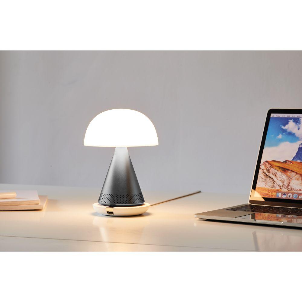 Mina L Led Lamba ve  Bluetooth Hoparlör Metalik Gri - Bonherre
