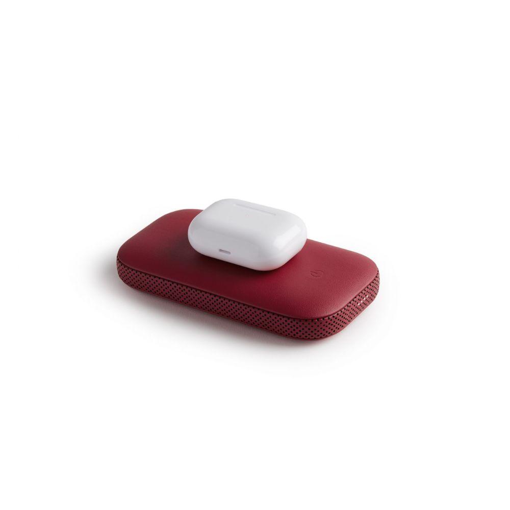 Powersound Deri Kablosuz  Şarj Cihazı ve Bluetooth Hoparlör Kırmızı - Bonherre