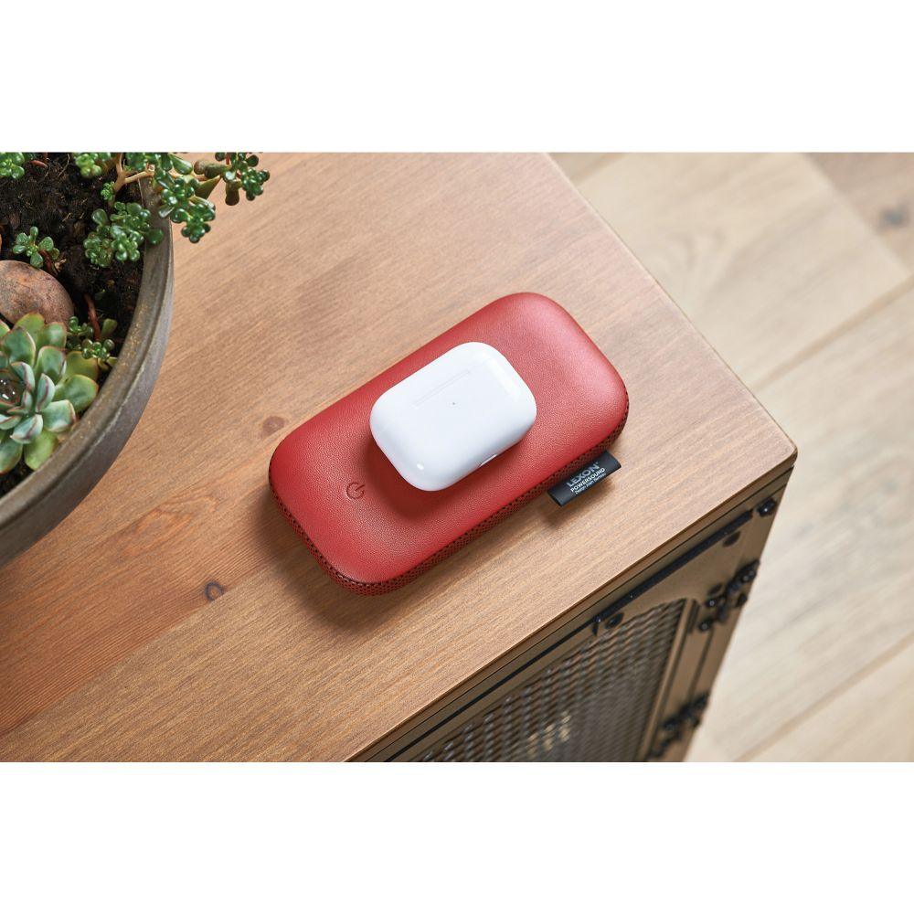 Powersound Deri Kablosuz  Şarj Cihazı ve Bluetooth Hoparlör Kırmızı - Bonherre