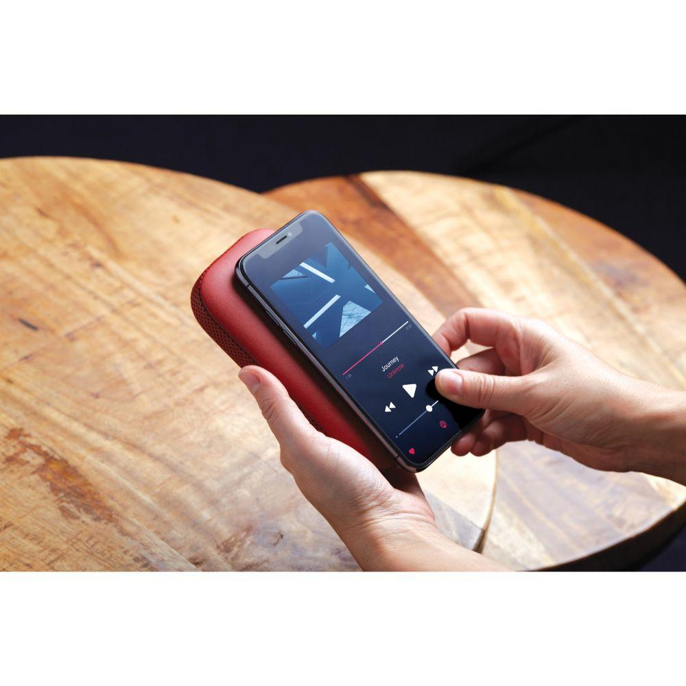 Powersound Deri Kablosuz  Şarj Cihazı ve Bluetooth Hoparlör Kırmızı - Bonherre