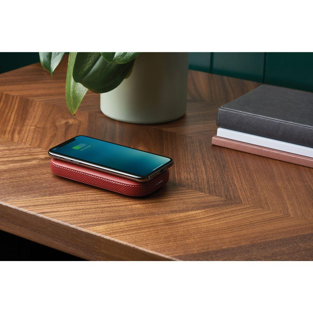 Powersound Deri Kablosuz  Şarj Cihazı ve Bluetooth Hoparlör Kırmızı - Bonherre