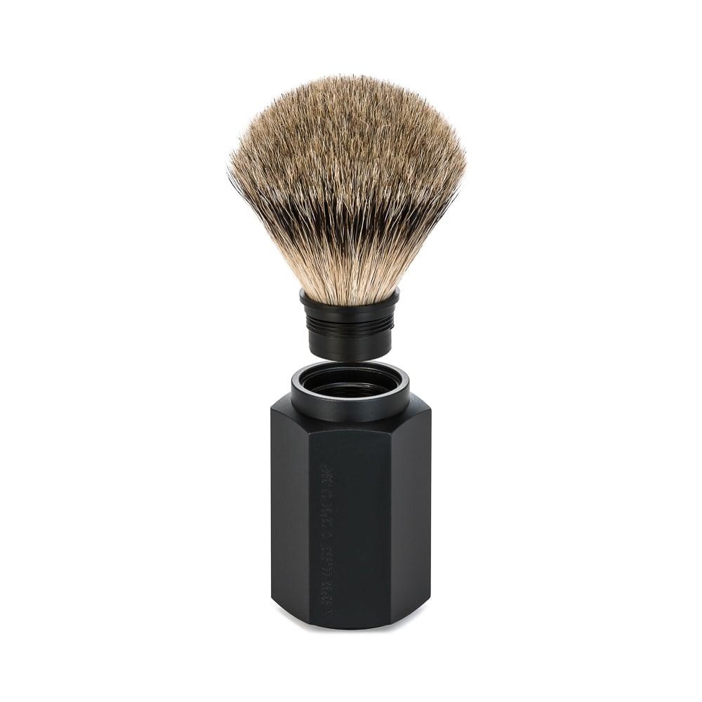 Hexagon Tıraş Fırçası - Silvertip Fibre - Siyah - Bonherre