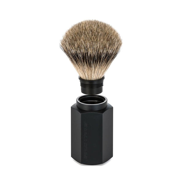 Hexagon Tıraş Fırçası - Silvertip Fibre - Siyah - Bonherre