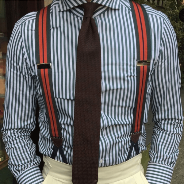 Riviera Di Perla Çizgili Beyaz Gömlek - Koyu Yeşil