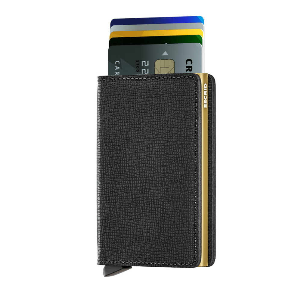 Slimwallet Crisple Siyah/Altın Cüzdan - Bonherre